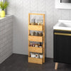 Freestanding Bamboo 4 Tier Display Storage Baskets Wooden Stand Shelving Unit