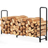 8FT Firewood Log Rack Heavy-Duty Tubular Steel Wood Storage Holder Non-slip Pads