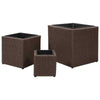 3 Pcs Garden Rattan Planter Pot Set Outdoor Flower Plant Boxes Pots Square