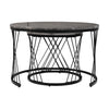 Round Coffee Table Set of 2 Side End Table Nesting Tables with Metal Frame BT