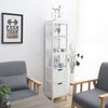 White Tall Bathroom Cabinet with Drawers Display Shelf Cupboard Storage Unit