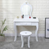 Girls Dressing Table Set with Mirror & Stool Kids Vanity Makeup Table w/ Drawer