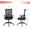 Office Chair Ergonomic Mesh Back Adjustable Height PC Chair Home Office Red