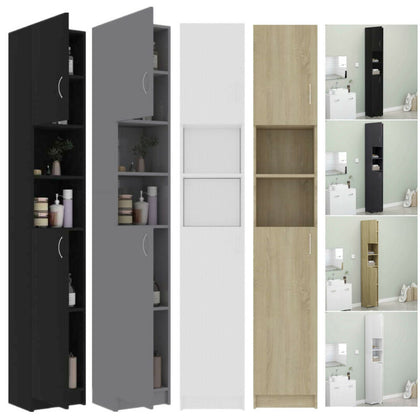 Bathroom Tallboy Cabinet Storage Cupboard Unit Freestanding with Door Shelves