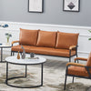 3 Seater Brown Faux Leather Sofa Armchair Couch Living Room Modern Industrial