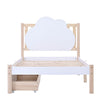 3ft Single Size Wooden Bed Frame Kids Bed with 2 Storage Drawers Cloud Headboard