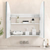 White Bathroom Mirror Cabinet Wall Mount Storage With Shelf 2 Door Cupboard