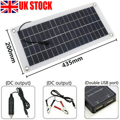 12V 20W Portable Solar Panel Trickle Battery Charger Car Van Boat Caravan Camper