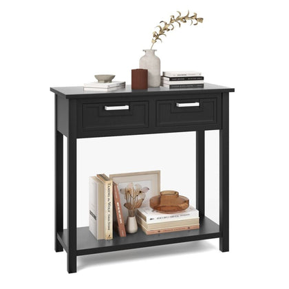 Console Table Wooden Entryway Side Table w/2 Drawers and Storage Shelf Vanity