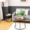 Set of 2 Round Nesting Coffee Table Compact Stacking Side Tables Space-saving