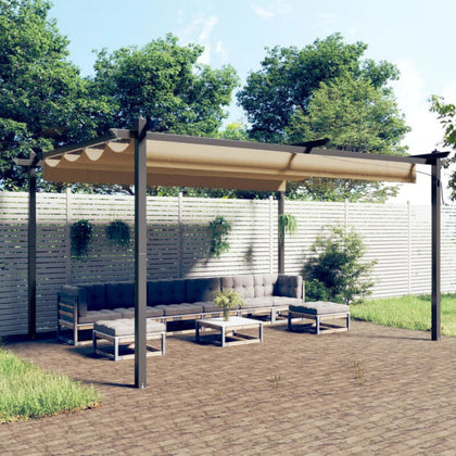 Garden Gazebo with Retractable Roof 4x3 m Taupe C8V6