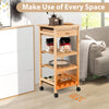4-Tier Storage Utility Cart Bamboo Kitchen Trolley Rolling kitchen Island Dining