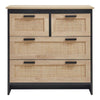 Large Side Cabinet Rustic Sideboard Vintage Cupboard Storage Unit Rattan Drawers