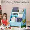 Cartoon Kids Bookshelf Canvas Sling Storage Rack Organizer Child Wooden Bookcase