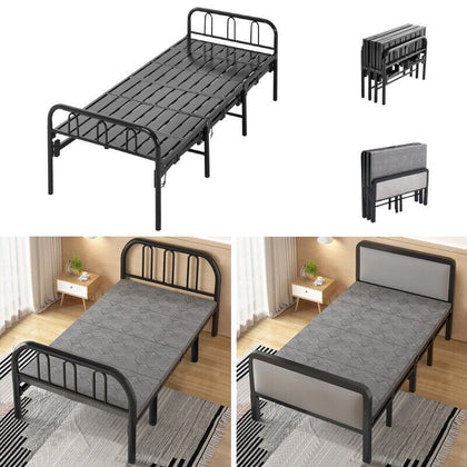 3FT Single Folding Bed Home Office Guest Bed Platform with Headboard Footboard
