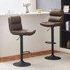 Set of 2 Bar Stools Brown Breakfast Stools With Foot Rest Swivel Gas Lift Modern