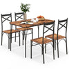Industrial 5 Piece Dining Table Set Kitchen Table & 4 Chairs Rectangular Table