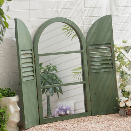 Vintage Shutter Window Style Mirror Wall Mounted Garden Decorative Window Mirror