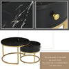 2 in 1 Round Nesting Coffee Table Stacking Side Tables Set w/ Storage Drawer QH