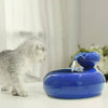 1.6L Blue Lotus Pet Drinking Water Fountain Cat Electric Automatic Bowl Filter