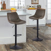Adjustable Bar Stools Set of 2, Swivel Barstool W/ Footrest Brown