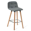 2 Pcs PU Leather Bar Stools Breakfast Stool Kitchen Pub Chairs Seat Grey