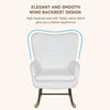 Teddy Fleece Rocking Chair Wingback Armchair Accent Chairs Nursing Soft White