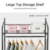 Classic Black Clothes Rail Metal Garment Rack Coat Stand with Top Storage Shelf