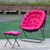Folding Camping Moon Chair Portable Indoor Outdoor Cushioned Chair + Footstool
