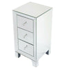 Mirrored Glass Bedside Table Cabinet 3 Drawer Crystal Handles Bedroom Nightstand
