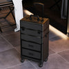 Black Makeup Trolley Case Beauty Trolley Case Vanity Case Box on Wheels w/Drawer