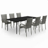 7 Piece Garden Dining Set Grey and Black Q1V8