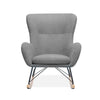 Grey Fabric Upholstered Rocking Chair with Solid Wood Curved Legs Padded Seat UK