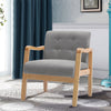Wooden Frame Armchair Modern Linen Upholstered Living Room Fireside Sofa Chair