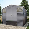 8X8.5FT Grey Metal Shed Garden Shed with Lockable Double Door & Air Vents Window