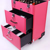 Pro Makeup Trolley Case Nail Polish Storage Box Beauty Cosmetics Organizer Pink