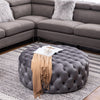 70cm Chesterfield Coffee Table Velvet Upholstered Tufted Round Stool Footstool