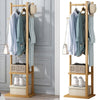 Versatile Bamboo Coat Stand Corner Clothes Rack Garment Shelf Hanging Rail Hooks