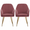 2Pcs Velvet Fabric Dining Chairs Metal Legs Soft Kitchen Chairs Accent Tub Chair