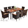 9 PCS Patio Rattan Furniture Dining Set Stackable Garden Wicker Conversation Set