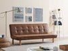 Three Seater Sofa Bed Brown Air Leather Modern & Comfortable Design New