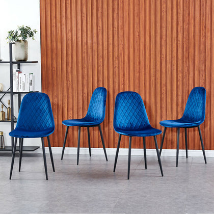 Set of 4 Velvet Dining Chairs Side Chair Metal Legs Padded Seat Living Room Home