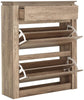 2-Tier Shoe Cabinet Stand Drawer Organiser Rack Storage Cupboard Footwear Oak