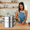 3 Tier Stainless Steel Steamer Set Kitchen Cooking Induction Steamer Pans W/ Lid
