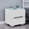 2 Drawers White Bedside Tables Cabinets Wireless Charging LED Lights Bedroom