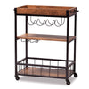 Industrial Drinks Trolley Kitchen 3 Tier Serving Cart Wine Bottles Glass Holder