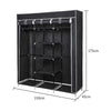 Mondeer Canvas Wardrobe Storage Organiser Fabric with Rail & Shelves Grey/Black