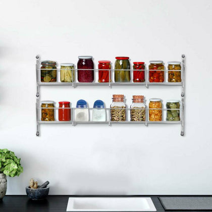 2 TIER SPICE HERB JAR RACK HOLDER FOR KITCHEN DOOR CUPBOARD STORAGE WALL