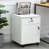 Rolling Wood Office Storage Cabinet Drawers Wheels File Cabinet Lockable Rolling