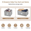 5-Drawer Dresser Storage Cabinet 2-Tier Fabric Chest of Drawers Removable Basket